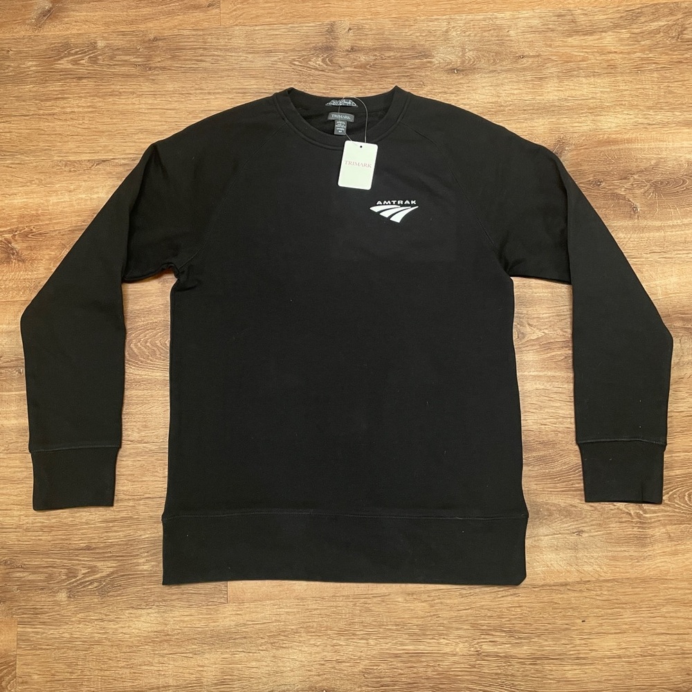 Amtrak Fleece Crewneck Sweatshirt Small Unisex Black Logo Merchandise Pullover‎